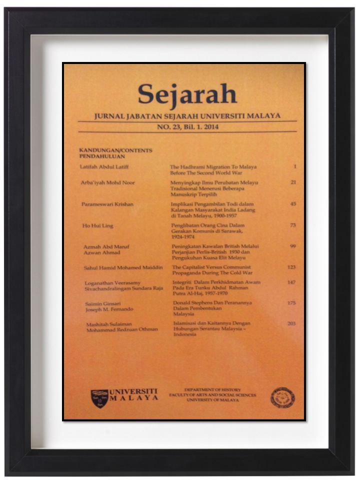 Vol 23 No 1 (2014): SEJARAH  SEJARAH: Journal of the 