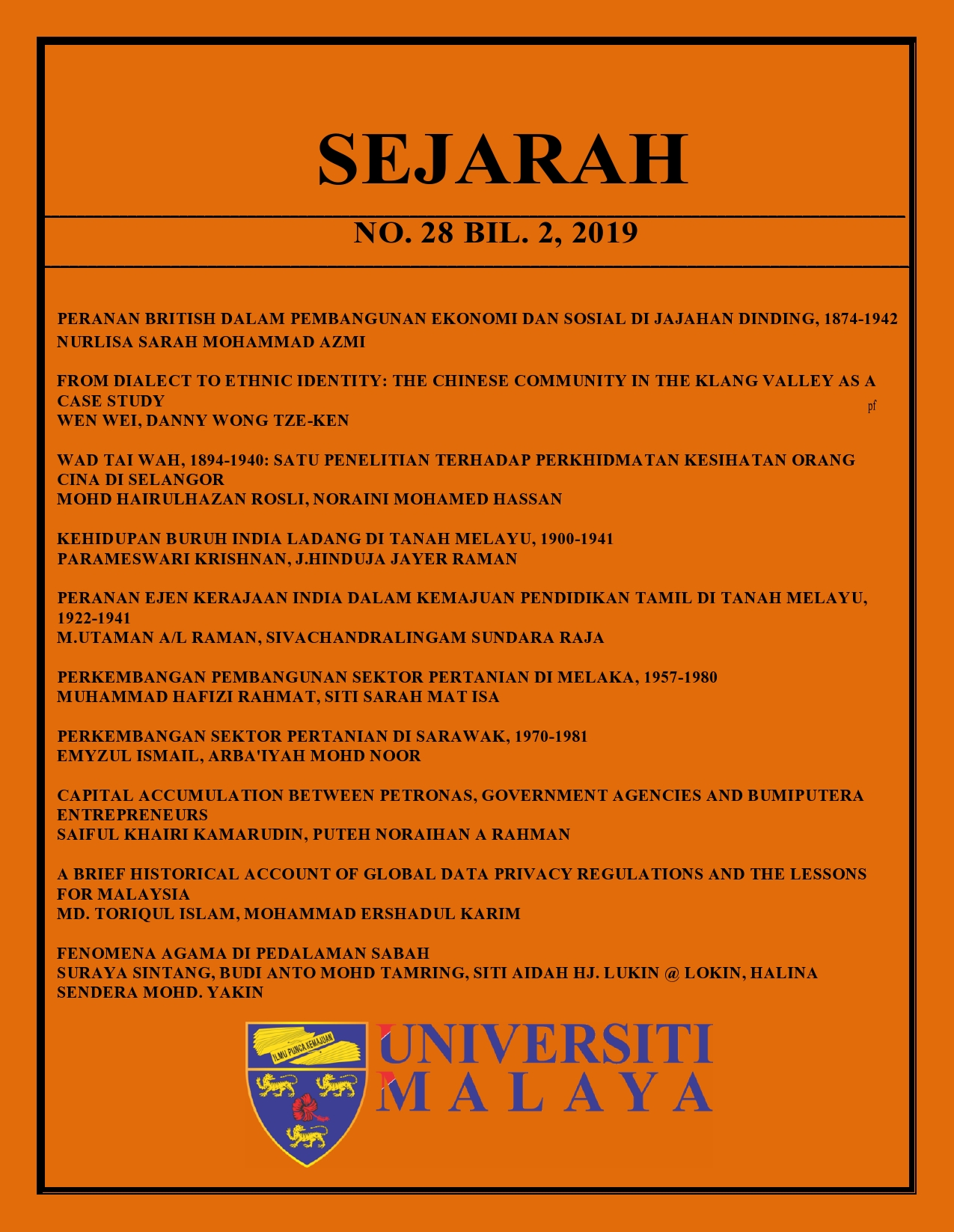 					View Vol. 28 No. 2 (December) (2019): SEJARAH
				