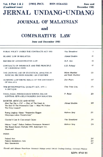 					View Vol. 8 (1981): Journal of Malaysian and Comparative Law
				