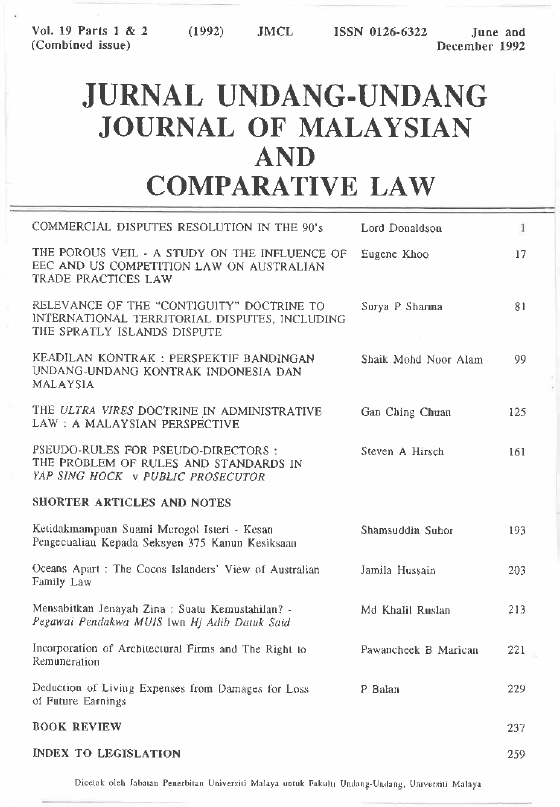 					View Vol. 19 (1992): Journal of Malaysian and Comparative Law
				
