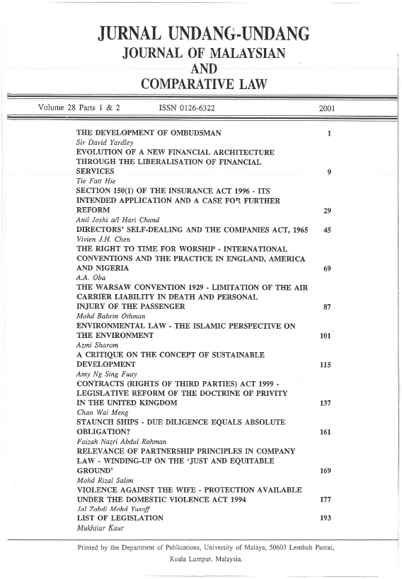 					View Vol. 28 (2001): Journal of Malaysian and Comparative Law
				