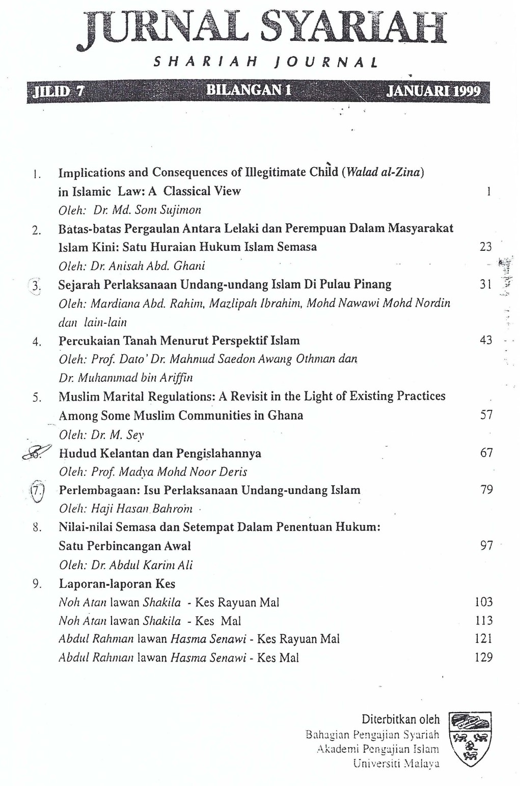 					View Vol. 7 No. 1 (1999): Jurnal Syariah
				